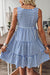 Sky Blue Stripe U Neck Maneveless Fit Fit Mini Vestido