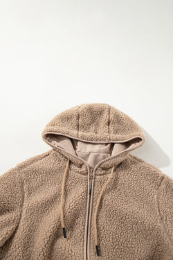 Pale Khaki Fleece zip up up cordon de casse-cordon