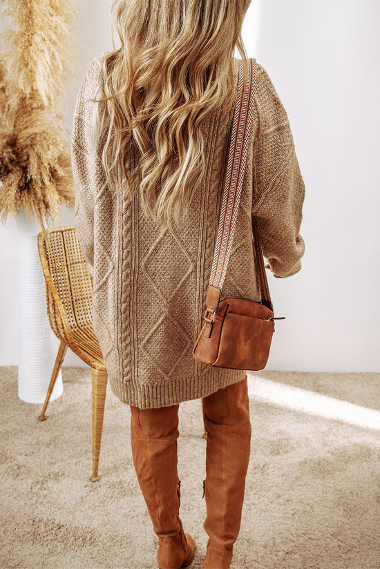 Robe de pull en vrac en tricot de câble à café