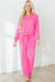 Sachet Pink Solid Color Collared Pullover and Central Seam Pants Set