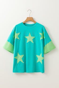 Camiseta de gran tamaño de la estrella de mezclilla de mezclilla de mezclilla aruba