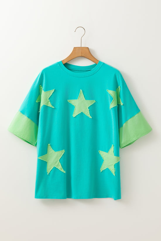 Camiseta de gran tamaño de la estrella de mezclilla de mezclilla de mezclilla aruba