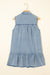 Beau Blue Bowknot Neck sin mangas con volantes Vestido de chambray
