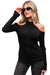 Maglione di girocollo freddo a costola nera