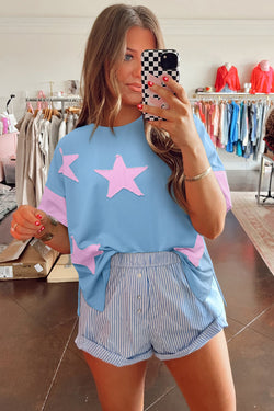 Camiseta de gran tamaño de la estrella de mezclilla de mezclilla de mezclilla aruba