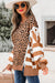 Purple Stripe Color Block Patchwork Leopard Casual Sweatshirt with Slits