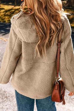 Pale Khaki Fleece zip up up cordon de casse-cordon