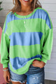 Top a strisce a strisce a strisce color blocco verde chiaro