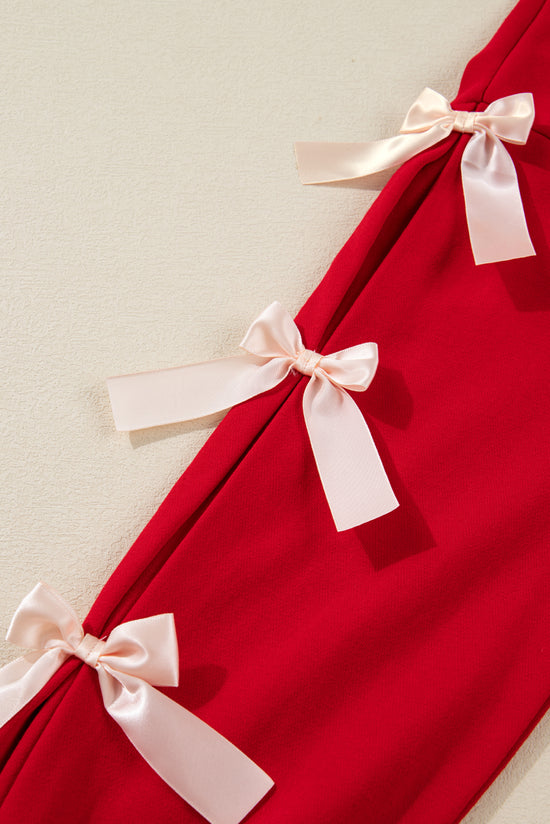 Ensemble sweat-shirt et short en satin avec col rayé rouge Racing