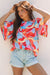 Multicolour Abstract Pattern Assicch Wide Clew Neck Blouse