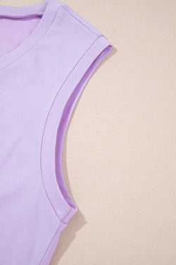 Orchid Petal Mineral Wash Casual Round Neck Tank and Straight Loose Drawstring Pants Set