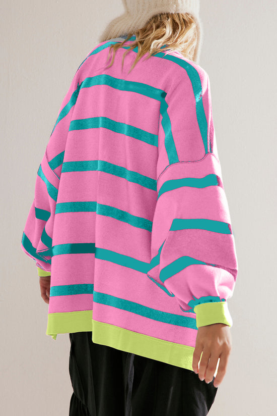 Striscia rosa colorblock goccia con spalla abbottonata cardigan