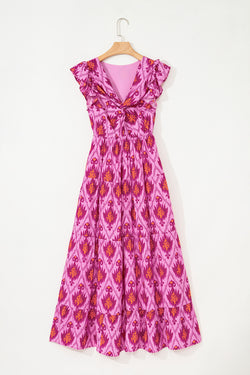 Robe maxi à manches à volants à volants à volants