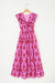 Bonbon Retro Print Twisted Front Ruffled Sleeve Maxi Dress