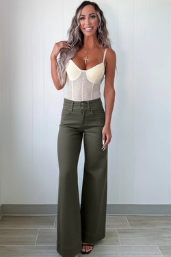 Black 2-Button High Waist Wide Leg Jeans