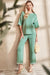 Canton Contrast Trim Half Sleeve Top Drawstring Pants Loose 2pcs Sweater Suit
