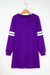 Fiery Red Varsity Contrast Banded Sleeve Shift Sweatshirt Dress