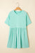 Vestido de babydoll de borde crudo de color sólido azul cielo