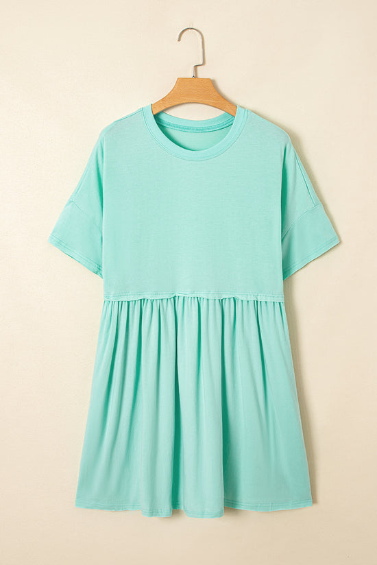 Vestido de babydoll de borde crudo de color sólido azul cielo