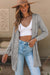 Grey Hollow-out Openwork Knit Cardigan
