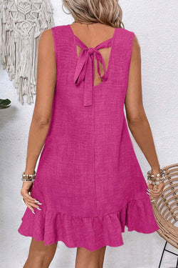 Ashleigh Blue Knot Sbope Back Ruffle Hem Mini Mini Vestido