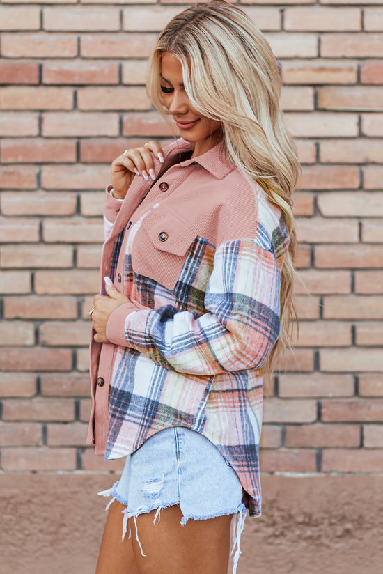 Patchwork Patchwork Patchwork à plaid rose clair Pocket Pocket