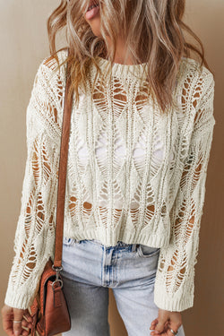 Sighificante con il collo in forma sciolta di White Excrochet Crew.