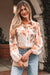 Orange Floral Puff Sleeve Lightweight Shirt