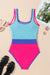 Patchwork Blocco a colori blu islandese con costume da bagno a un pezzo