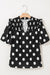 Black Polka Dot Stampa giogo a shirted coglione manica a palloncini.