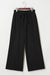 Black Solid Color Drawstring Elastic Waist Casual Loose Pants