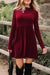 Black Frilled Neck Ribbed Knit Patchwork Long Sleeve Mini Dress