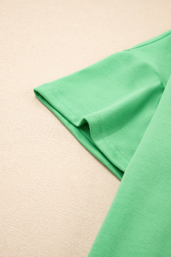 T -spalla a gocce a V Verde Verve Mint e Shorti con cownewwork