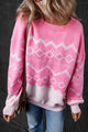 Maglione di spalla geometrica azteca occidentale rosa