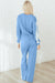 Beau Blue Floral Patchwork Drop Shoulder Pullover and Sweatpants Lounge Set