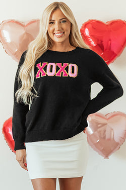 Maglione casual rotondo per glitter white xoxo