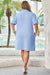 Beau Blue Robe t-shirt texturée à rayures contrastées et col montant zippé à manches bouffantes de grande taille