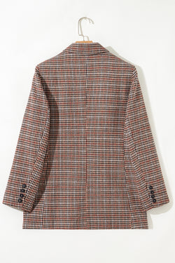 Blazer de collar de solapa de pecho de pecho marrón