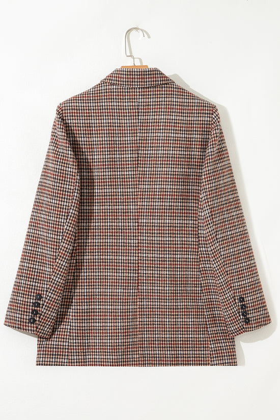 Blazer de collar de solapa de pecho de pecho marrón