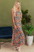 Black Boho Floral Impresión delgada Correos sin mangas MAXI MAXI Vestido
