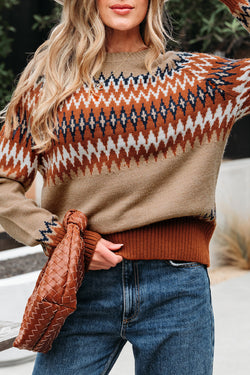 Khaki Aztec Stampa colorblock Equipa