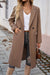 Dark Khaki Single Breasted Lapel Collar Flap Pocketed Overcoat