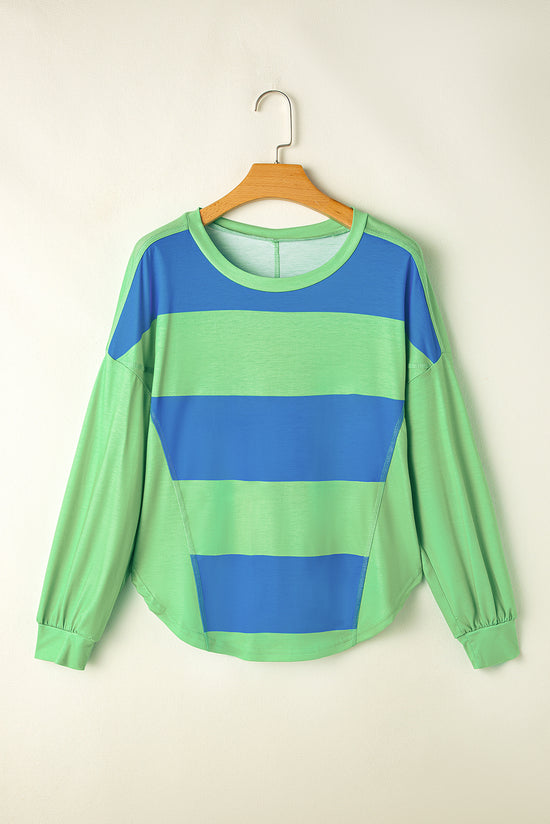 Top a strisce a strisce a strisce color blocco verde chiaro