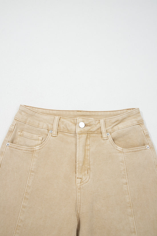Jean court à jambe large et couture unie en bois de santal rouge