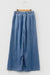 Sky Blue Stripe Chambray Wide Leg Tied Elastic Waist Trousers