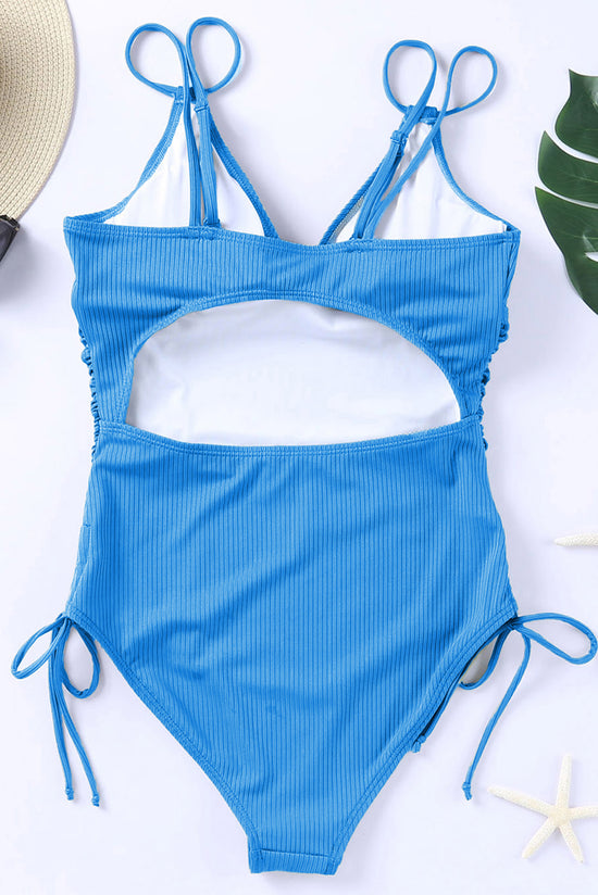 Cinghie regolabili blu cielo a costiera a costiera costume da bagno