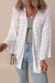 White Pointelle Knit Bracelet Sleeve Open Cardigan
