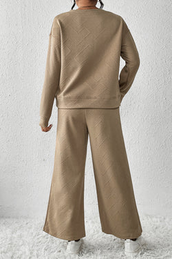 Pale Khaki Ultra Loose Textured 2pcs Slouchy Outfit