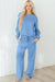 Beau Blue Floral Patchwork Drop Shoulder Pullover and Sweatpants Lounge Set