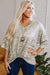 Camiseta de ajuste suelto con cuello con estampado de leopardo gris